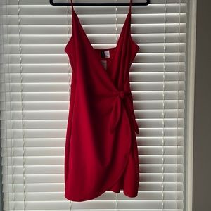 NEW WITH TAGS red sleeveless mini wrap dress